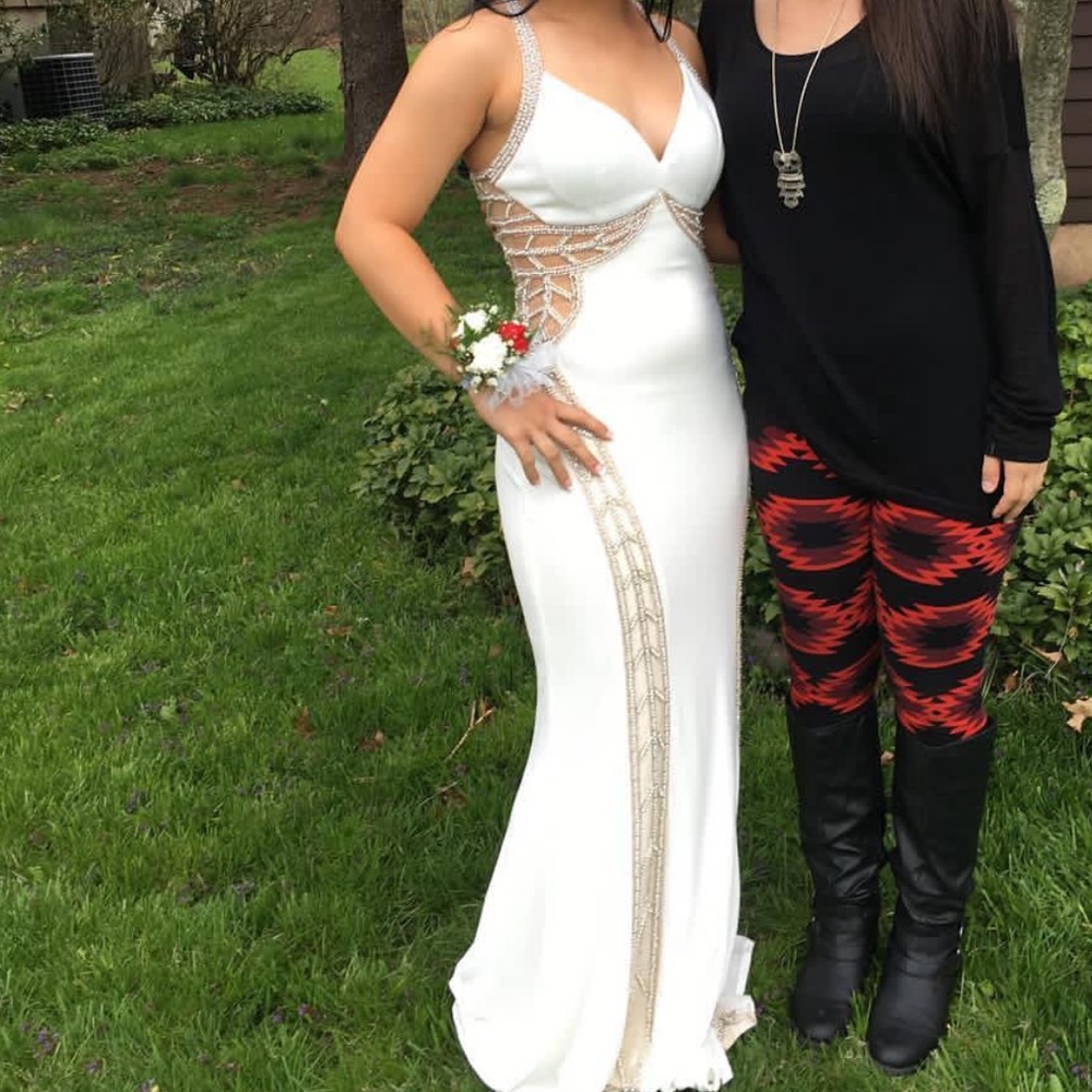 Elegant White and Gold Gown